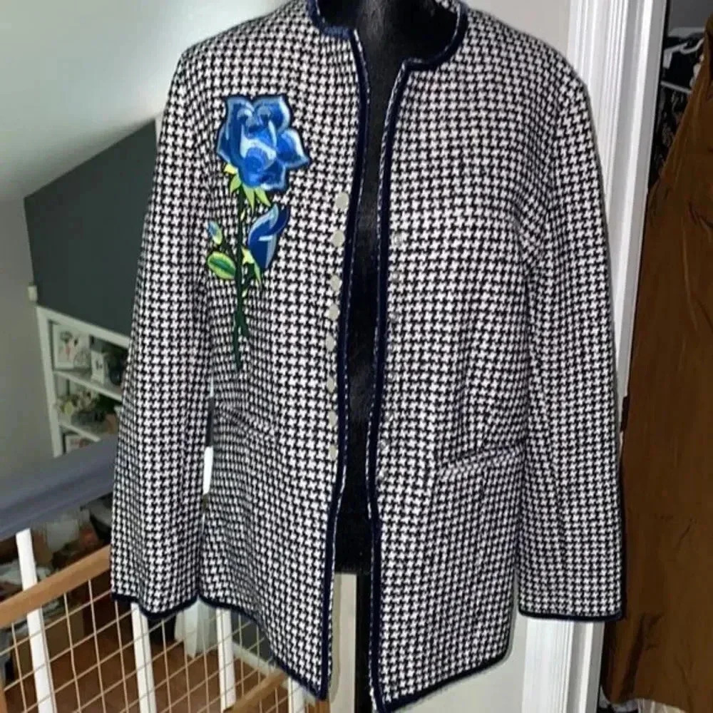 JOUR/NÉ HOUNDSTOOTH Embroidered coat - Picture 1 of 9